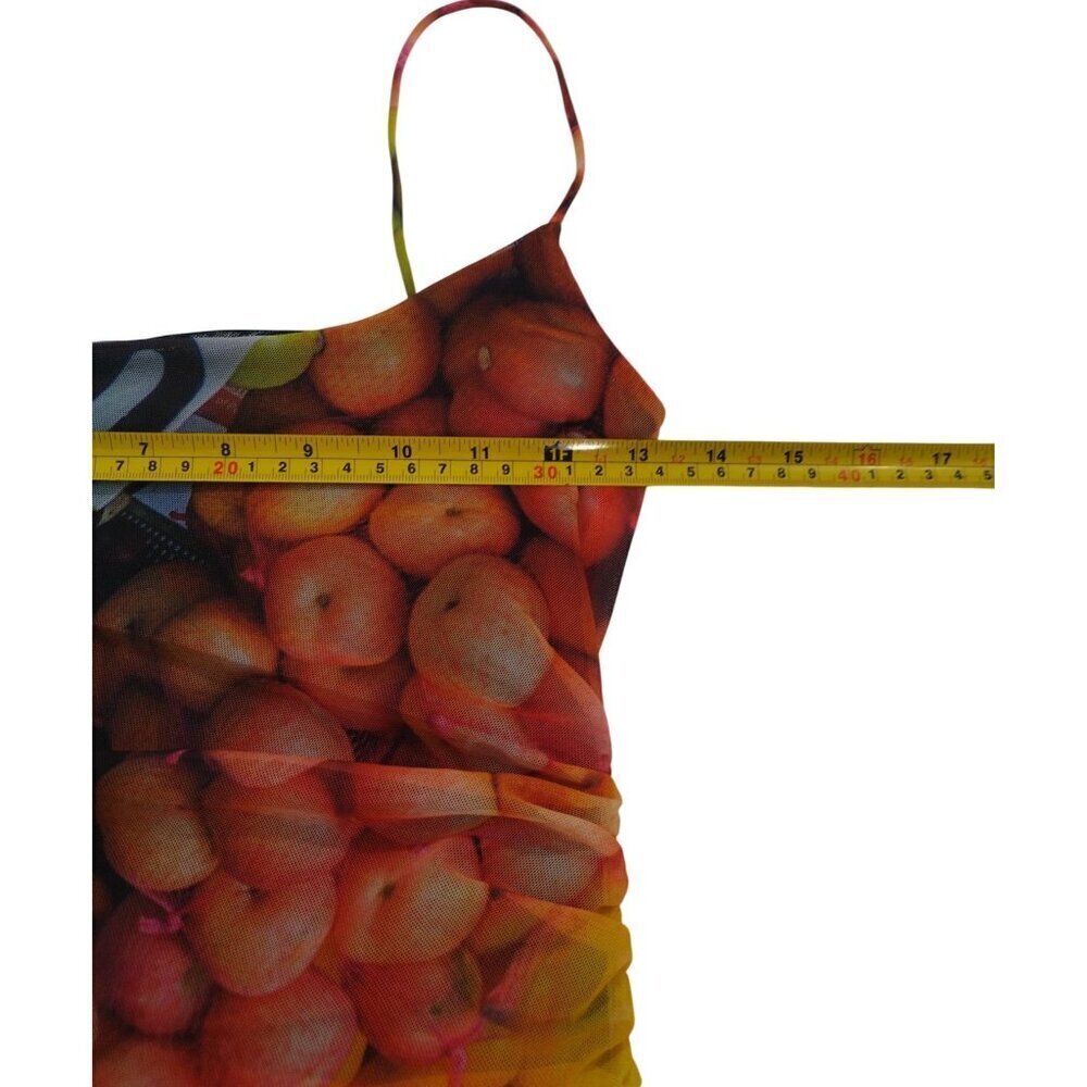 Zara Fruit Print Maxi Dress With Ruched Detail & Spaghetti Straps Polyester (S) - Picture 7 of 8